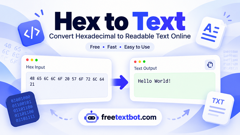 Convertitore da esadecimale a testo online gratuito | FreeTextBot.com