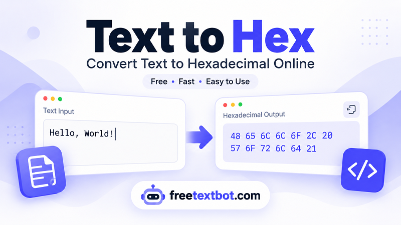เครื่องมือแปลงข้อความเป็นเลขฐานสิบหกออนไลน์ฟรี | FreeTextBot.com