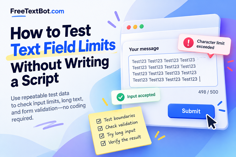 How to Test Text Field Limits Without Coding - FreeTextBot.com How to Test Text Field Limits Without Coding - FreeTextBot.com